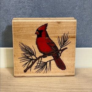 Rubber Stampede "CARDINAL A2541E" Bird On Branch Wildlife Wood Stamp C3